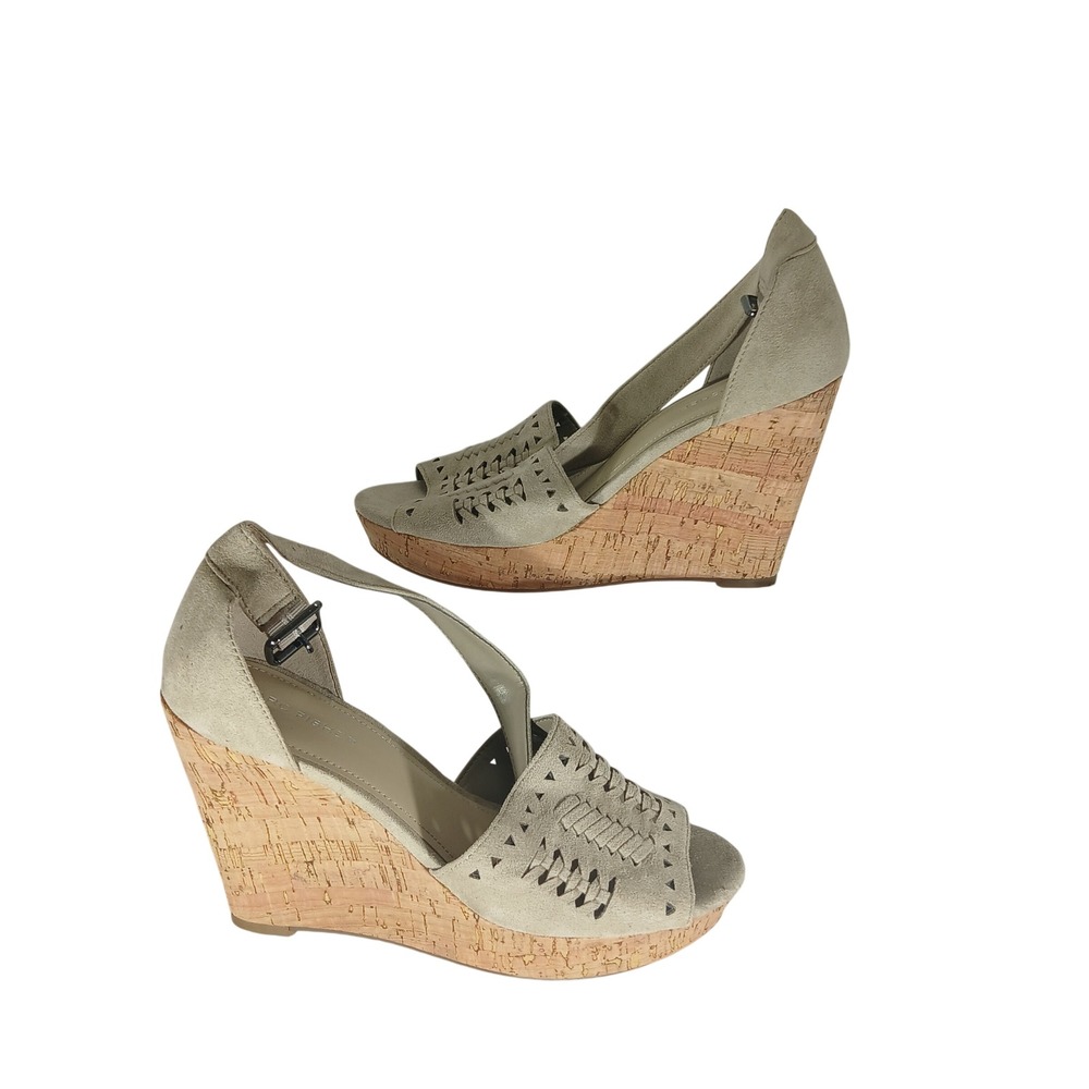 Marc Fisher Batini Wedge Sandals 9.5M Taupe Boho Cork Platform Heels